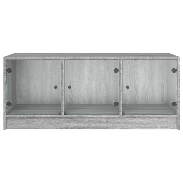 Grauer Couchtisch Lura 102x50x42cm (mit Glastür Sonoma)