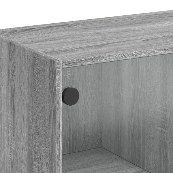 Grauer Couchtisch Lura 102x50x42cm (mit Glastür Sonoma)