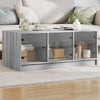 Grauer Couchtisch Lura 102x50x42cm (mit Glastür Sonoma)