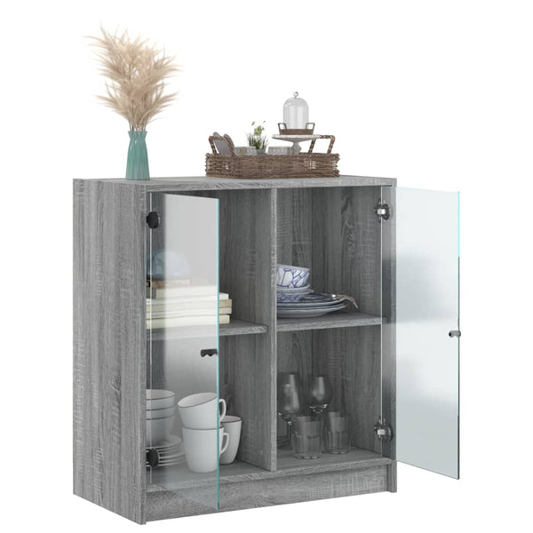 Grauer Beistellschrank Istoric 68x37x75,5cm (mit Glastür Sonoma)