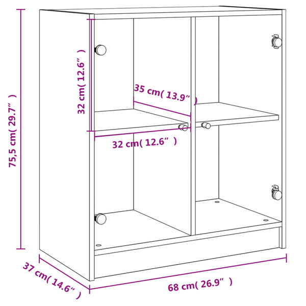 Grauer Beistellschrank Istoric 68x37x75,5cm (mit Glastür Sonoma)