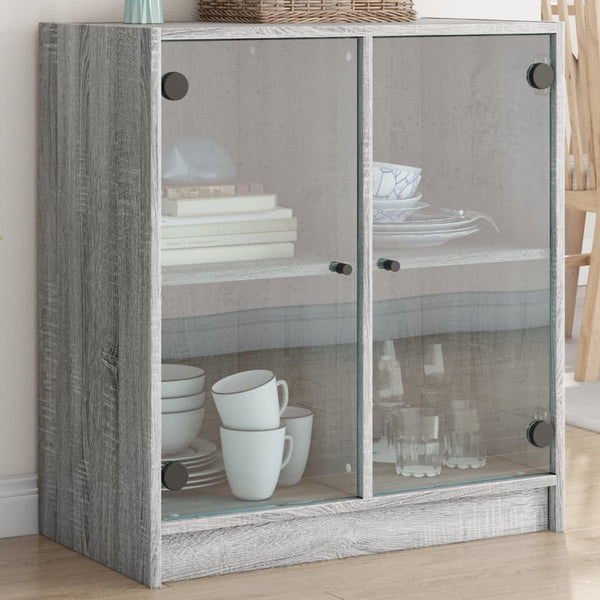 Grauer Beistellschrank Istoric 68x37x75,5cm (mit Glastür Sonoma)