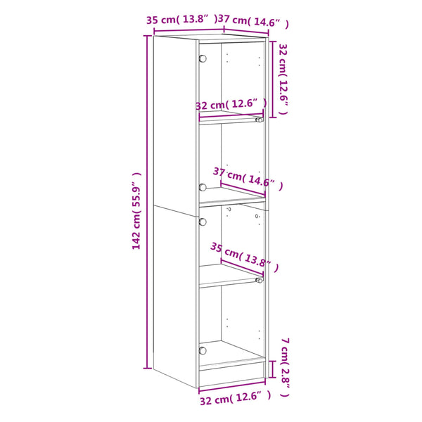 Weißer Schrank mit Glastüren Arvacska 35x37x142cm