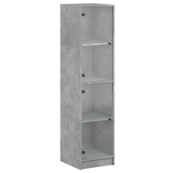 Schrank mit Glastüren betongrau 35x37x142 cm