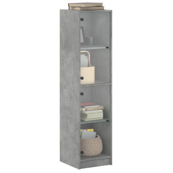 Schrank mit Glastüren betongrau 35x37x142 cm