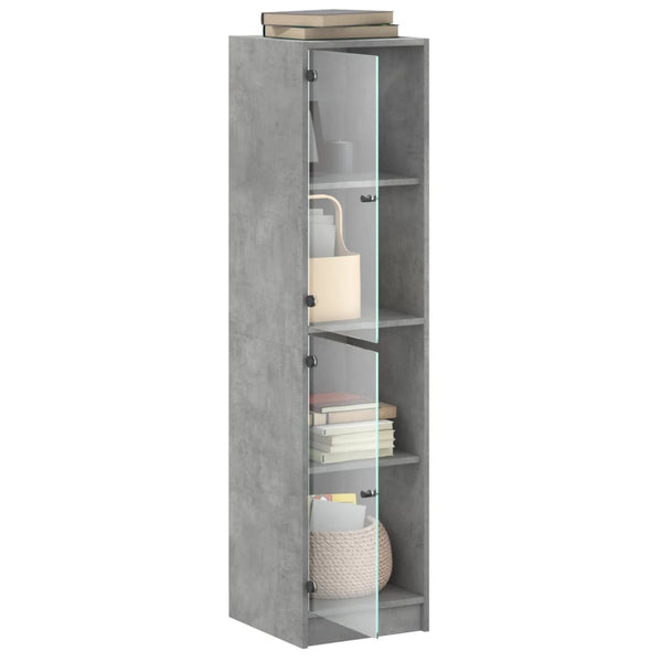 Schrank mit Glastüren betongrau 35x37x142 cm