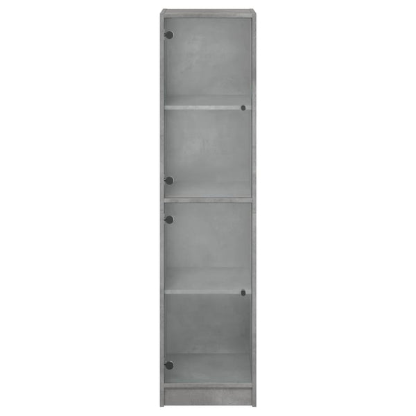 Schrank mit Glastüren betongrau 35x37x142 cm