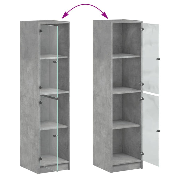 Schrank mit Glastüren betongrau 35x37x142 cm