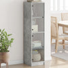 Schrank mit Glastüren betongrau 35x37x142 cm