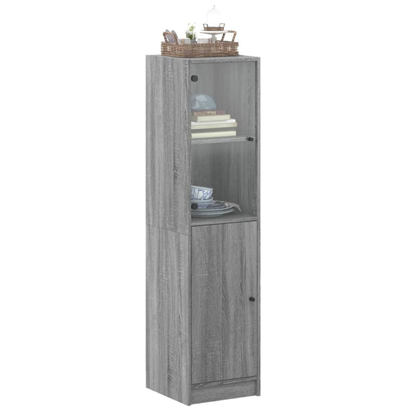 Grauer Schrank mit Glastür Marascu 35x37x142cm (Sonoma)
