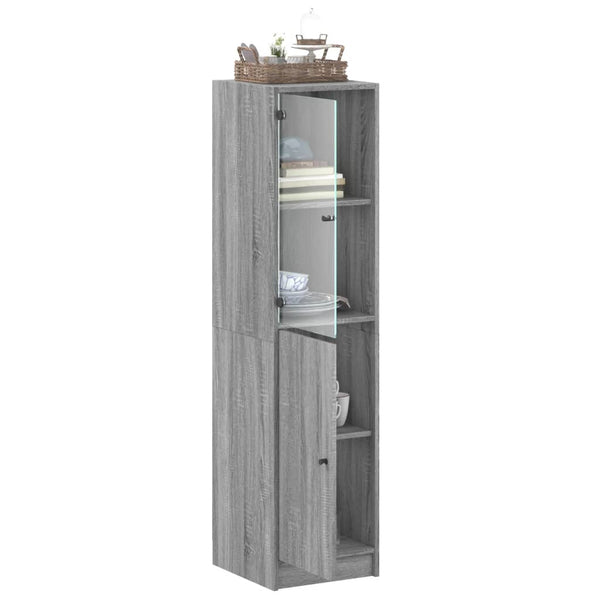 Grauer Schrank mit Glastür Marascu 35x37x142cm (Sonoma)