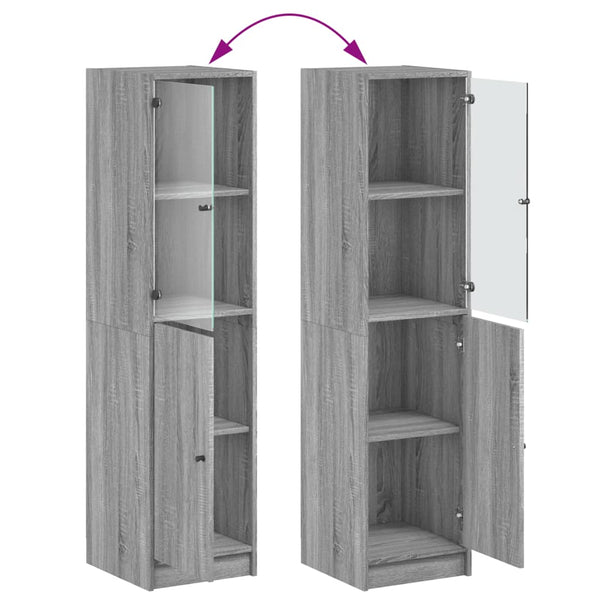 Grauer Schrank mit Glastür Marascu 35x37x142cm (Sonoma)