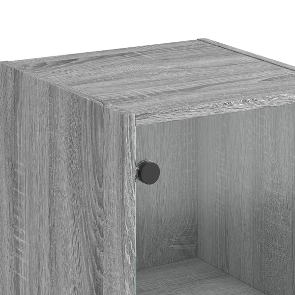 Grauer Schrank mit Glastür Marascu 35x37x142cm (Sonoma)