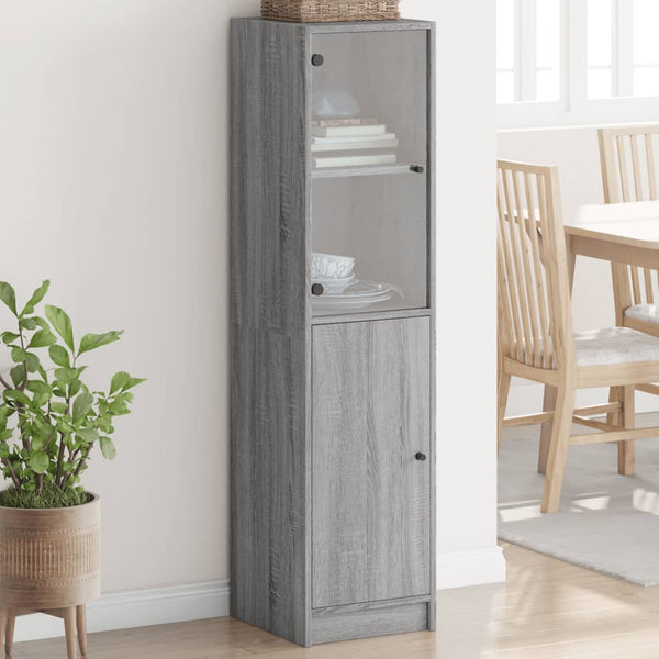 Grauer Schrank mit Glastür Marascu 35x37x142cm (Sonoma)