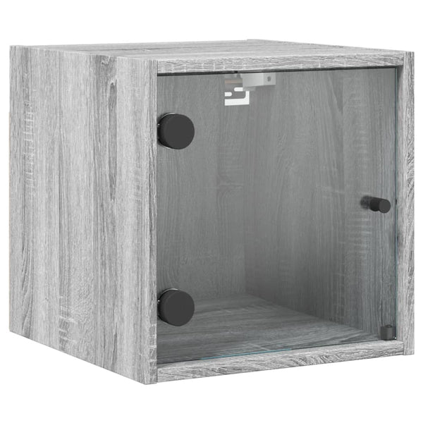 Nachtschrank Nicia 35x37x35cm mit Glastür, grau