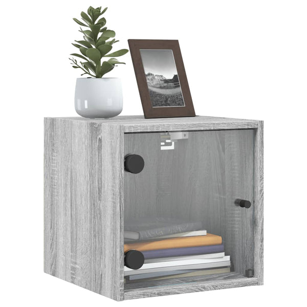 Nachtschrank Nicia 35x37x35cm mit Glastür, grau