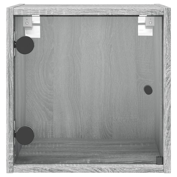 Nachtschrank Nicia 35x37x35cm mit Glastür, grau