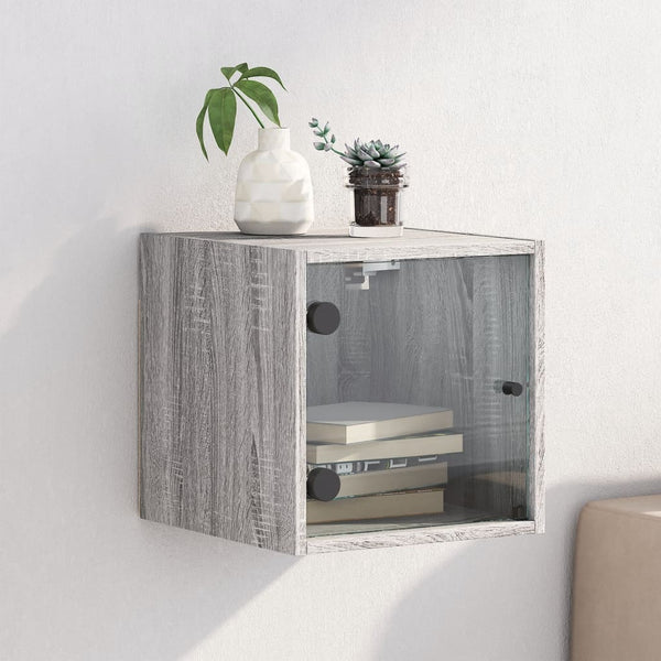 Nachtschrank Nicia 35x37x35cm mit Glastür, grau