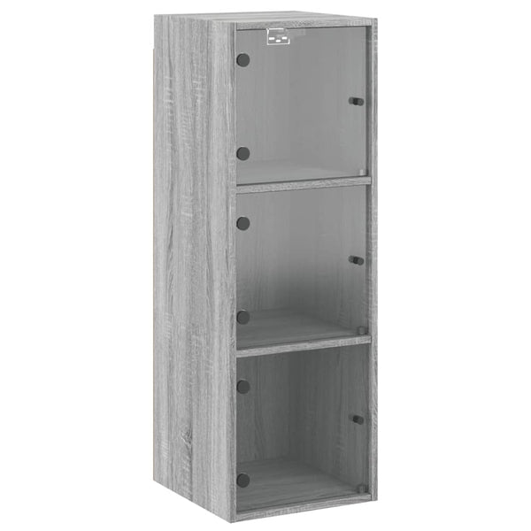 Grauer Wandschrank Pava 35x37x100cm (mit Glastür Sonoma)