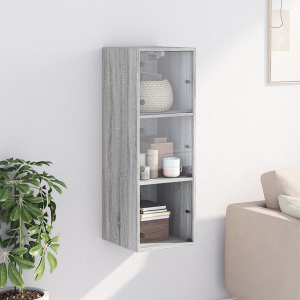 Grauer Wandschrank Pava 35x37x100cm (mit Glastür Sonoma)