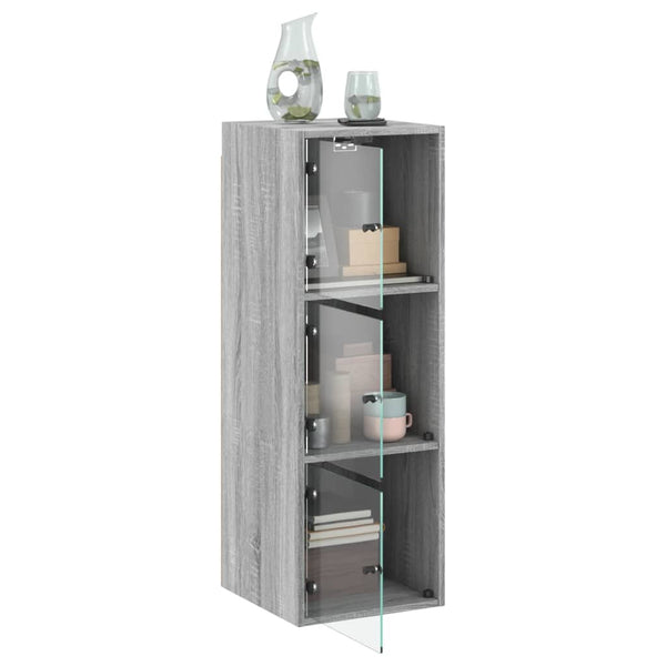 Grauer Wandschrank Pava 35x37x100cm (mit Glastür Sonoma)