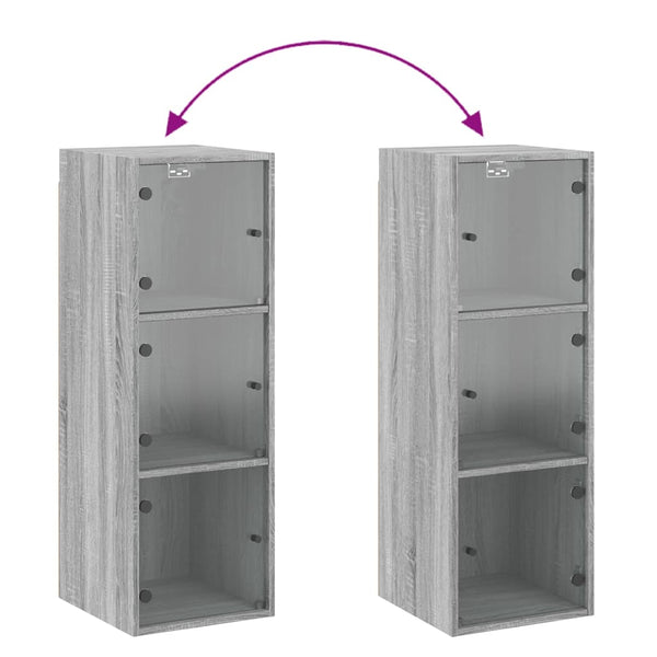 Grauer Wandschrank Pava 35x37x100cm (mit Glastür Sonoma)