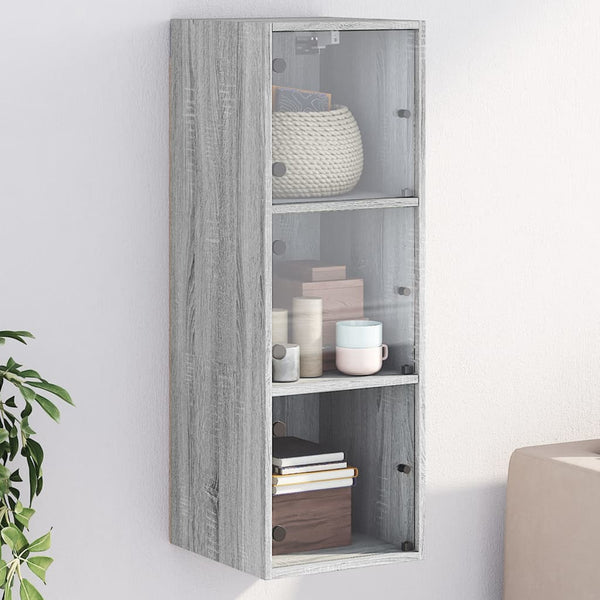 Grauer Wandschrank Pava 35x37x100cm (mit Glastür Sonoma)