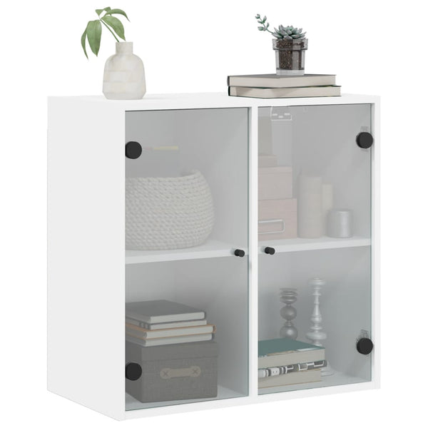 Valkoinen seinäkaappi Mitruca 68x37x68,5cm (lasiovilla)
