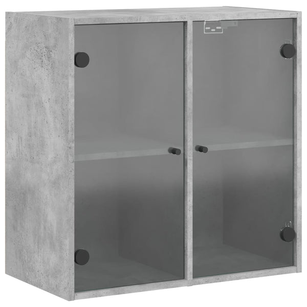 Betongrauer Wandschrank Mitruca 68x37x68,5cm (mit Glastür)