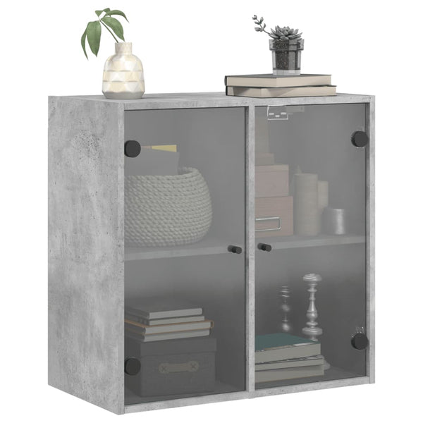 Betongrauer Wandschrank Mitruca 68x37x68,5cm (mit Glastür)