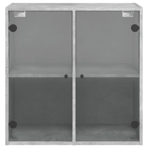 Betongrauer Wandschrank Mitruca 68x37x68,5cm (mit Glastür)