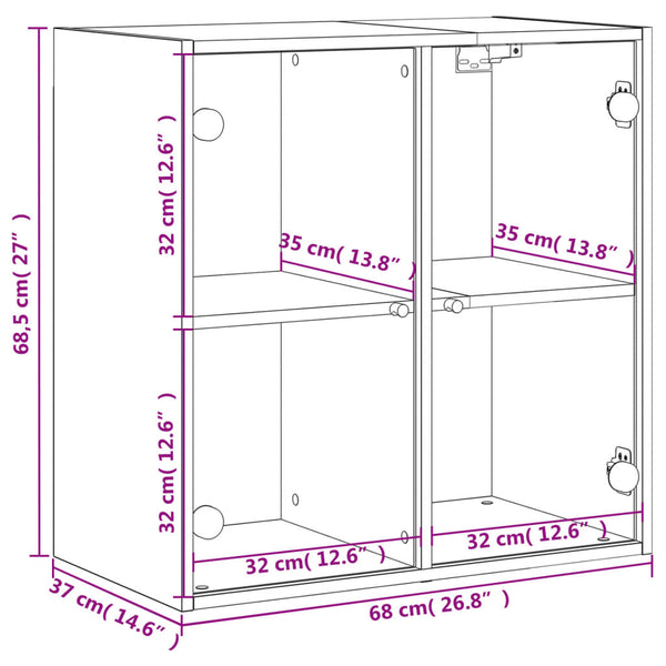 Grauer Hängeschrank Mitruca 68x37x68,5cm (mit Sonoma-Glastür)