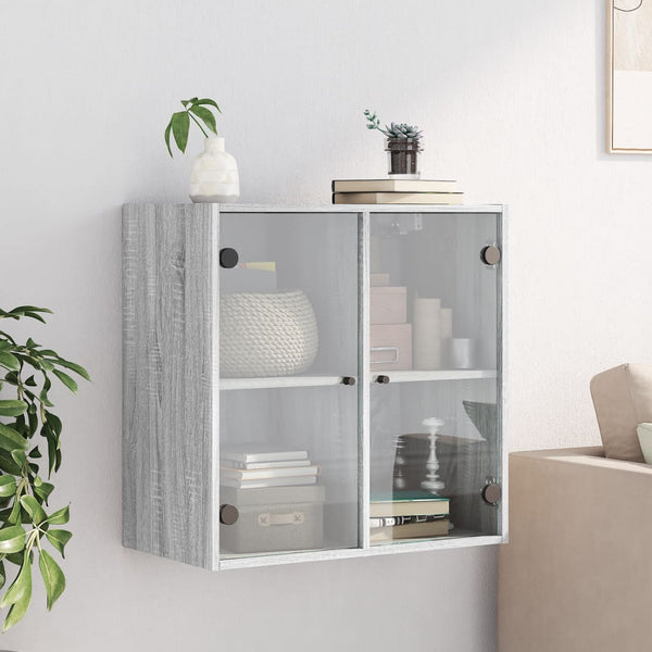 Grauer Hängeschrank Mitruca 68x37x68,5cm (mit Sonoma-Glastür)