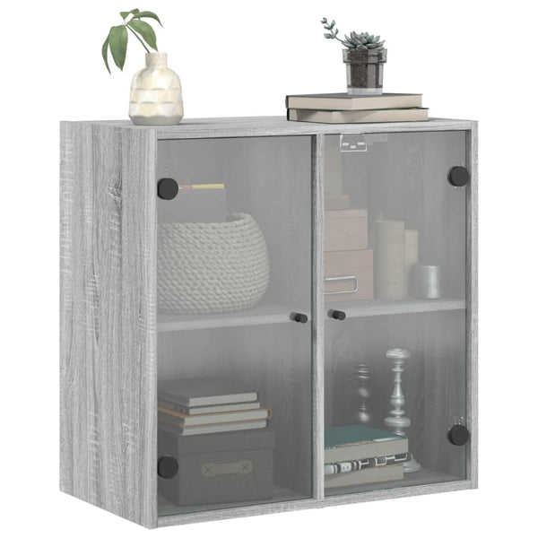 Grauer Hängeschrank Mitruca 68x37x68,5cm (mit Sonoma-Glastür)