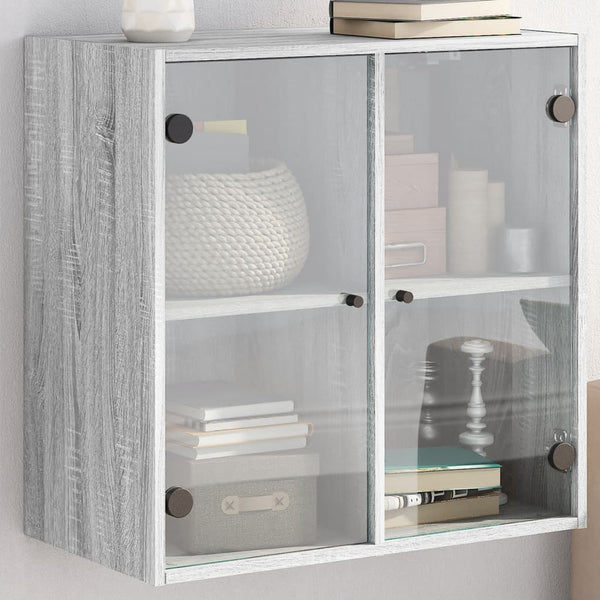 Grauer Hängeschrank Mitruca 68x37x68,5cm (mit Sonoma-Glastür)