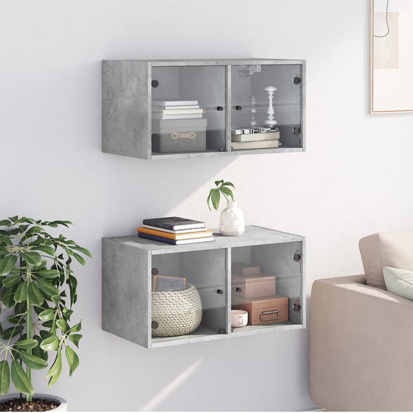 Betoninharmaa seinäkaapit Crystal 68,5x37x35cm (2 kpl)
