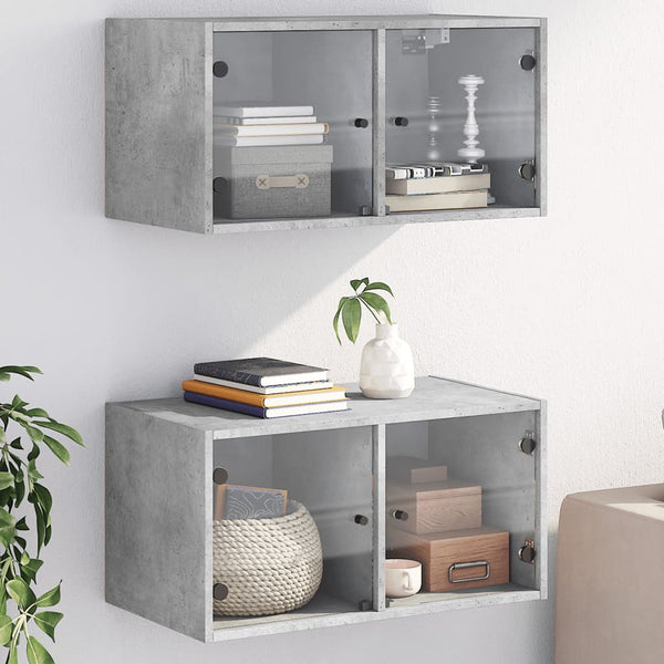 Betoninharmaa seinäkaapit Crystal 68,5x37x35cm (2 kpl)