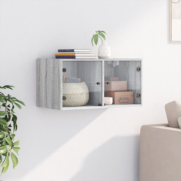 Harmaa seinäkaappi Crystal 68,5x37x35cm (lasiovilla sonoma)