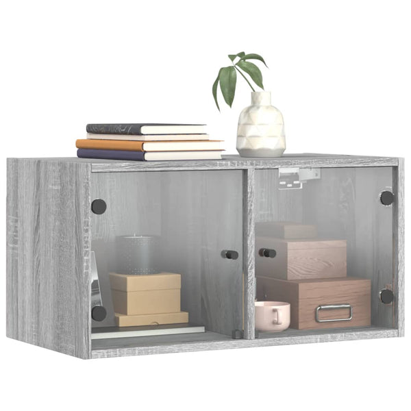 Harmaa seinäkaappi Crystal 68,5x37x35cm (lasiovilla sonoma)