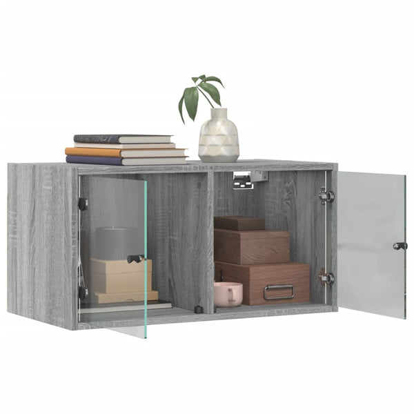 Harmaa seinäkaappi Crystal 68,5x37x35cm (lasiovilla sonoma)
