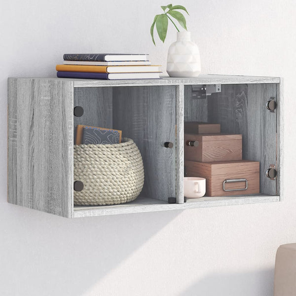 Harmaa seinäkaappi Crystal 68,5x37x35cm (lasiovilla sonoma)