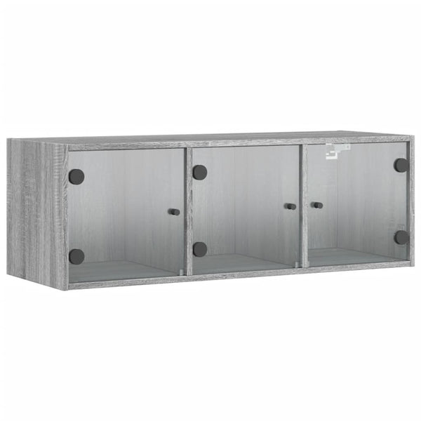 Grauer Hängeschrank Sidex 102x37x35cm (mit Glastür Sonoma)