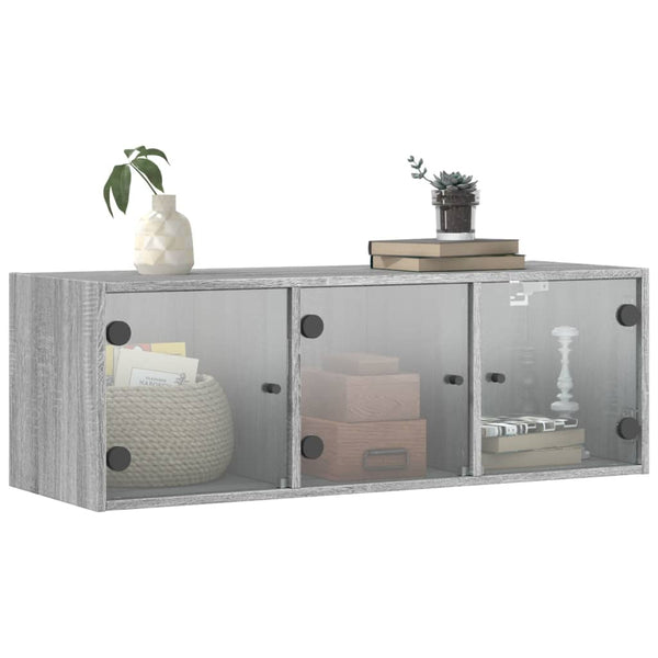 Grauer Hängeschrank Sidex 102x37x35cm (mit Glastür Sonoma)