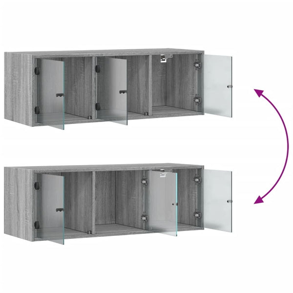 Grauer Hängeschrank Sidex 102x37x35cm (mit Glastür Sonoma)