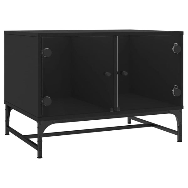 Couchtisch Iliesiu schwarz 68,5x50x50cm (mit Glastür)