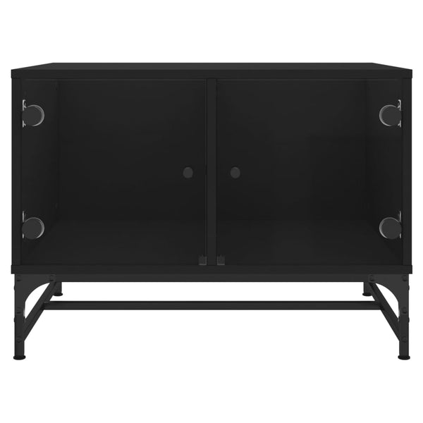 Couchtisch Iliesiu schwarz 68,5x50x50cm (mit Glastür)