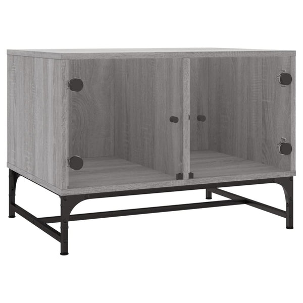 Couchtisch Iliesiu, Grau, 68,5x50x50cm (mit Sonoma-Glastüren)