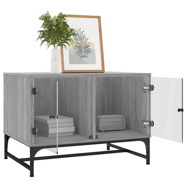 Couchtisch Iliesiu, Grau, 68,5x50x50cm (mit Sonoma-Glastüren)