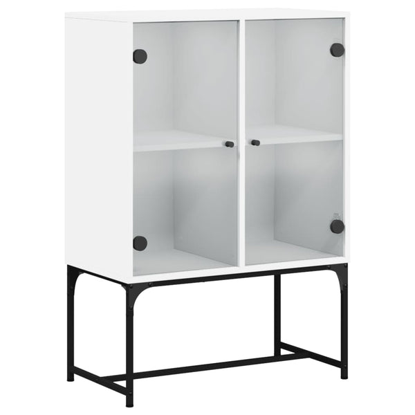 Weißer Beistellschrank Antonya 69x37x100cm (mit Glastüren)