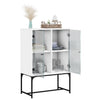 Weißer Beistellschrank Antonya 69x37x100cm (mit Glastüren)